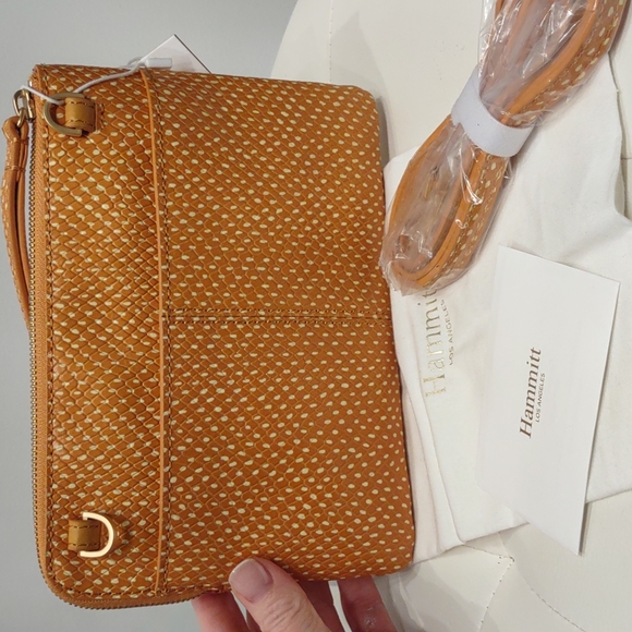 🌞HAMMITT Nash apricot tan snake small 2 wristlet crossbody handbag New Gold - Picture 8 of 8